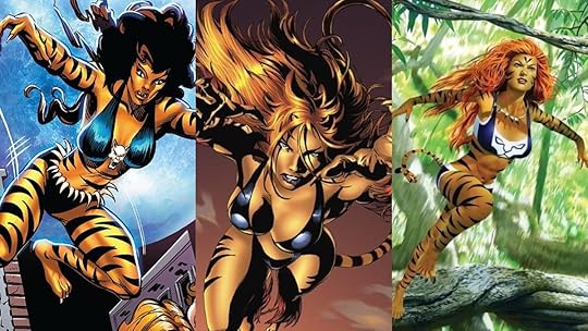 The Marvel Comics heroine Tigra over the decades.