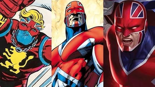 Captain Britain as he has appeared over the decades in the pages of Marvel Comics.