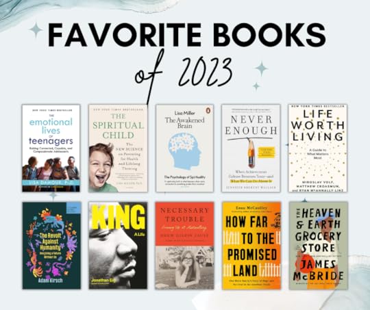 gradient teal graphic with text that says Favorite Books of 2023 and the book covers of the books mentioned in the post