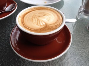Flat white with design on top