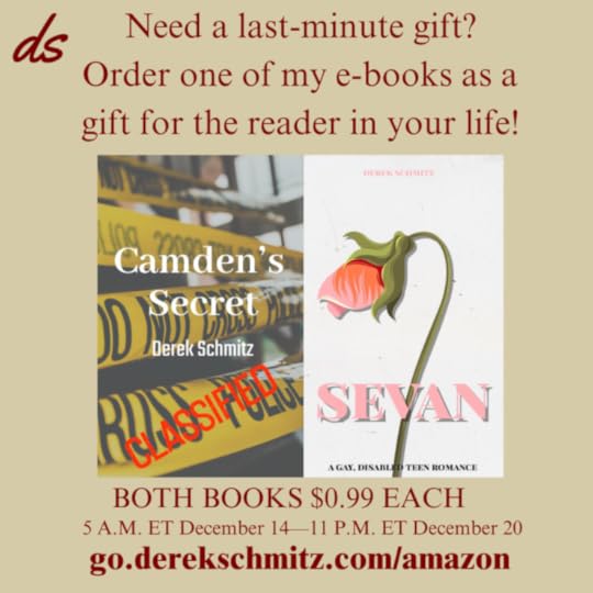 A graphic promoting the $0.99 sale of my books from December 14th until the 20th. Both covers are displayed over a cream background with my maroon D S logo in the upper left.