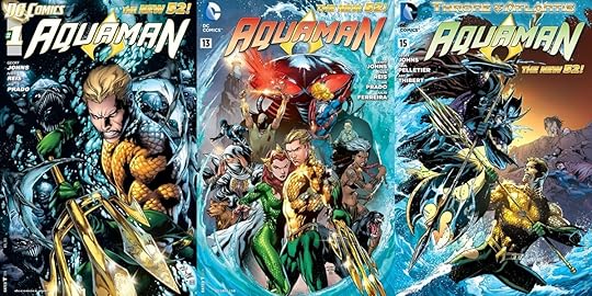 Covers for the New 52 reboot era of Aquaman, by Ivan Reis and Paul Pelletier.