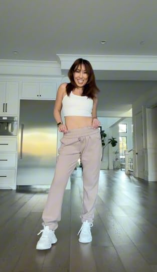 cassey ho wearing popflex ooey gooey drawstring sweatpants perfect sweatpants 