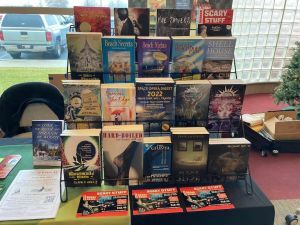 Books for sale at Phil's table
