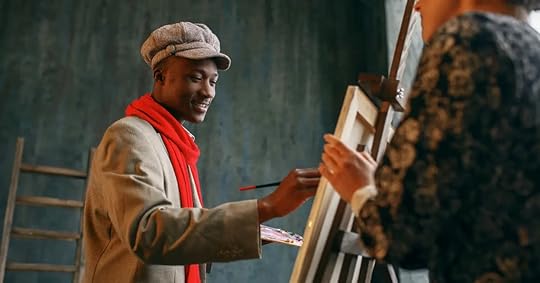 black man painting