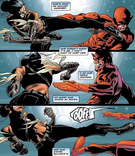 marvel comics panel of echo fighting daredevil