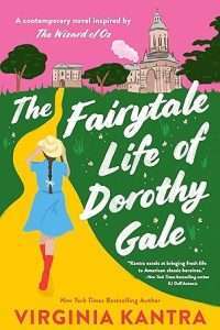 Illustrated cover featuring a white girl with a long plait down her back, in a short blue dress and red boots, walking up a yellow brick road toward a British mansion/university type building.
