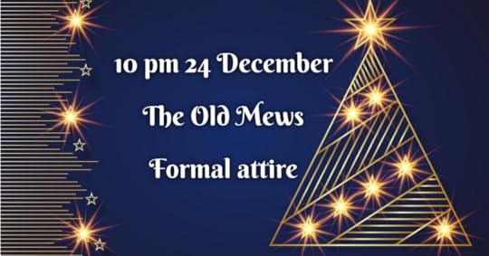 blue invitation with Christmas tree