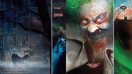 Cover art from Dave McKean for Grant Morrison's 1989 graphic novel, Batman: Arkham Asylum.