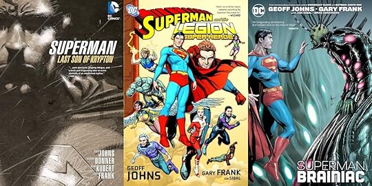 Art from several collections of Geoff Johns's Superman work, from artists Andy Kubert and Gary Frank.