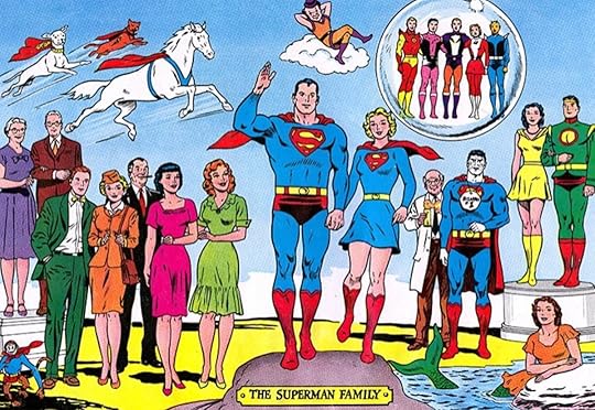 The Superman family of the Silver Age of comics, as drawn by Curt Swan.