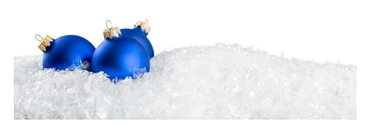 Christmas snow and blue baubles
