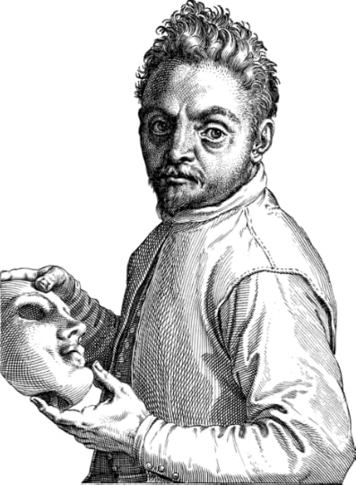 sketch of an actor posing with a mask