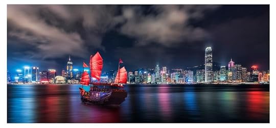 We boarded an old junk boat - an old traditional sailing boat with billowing red sails - on Victoria Harbour Hong Kong