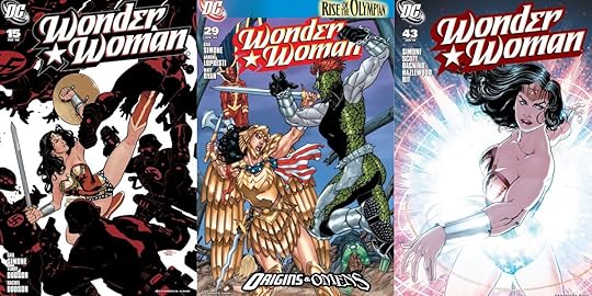 Wonder Woman covers by Terry Dodson, Aaron Lopresti, and Nicola Scott, from Gail Simone's run on the title.