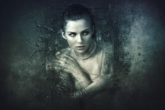 woman peering into shadows