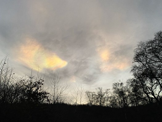 Nacreous clouds in a dark sky