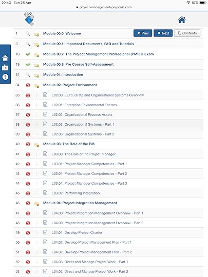 Project Management PrepCast topics list