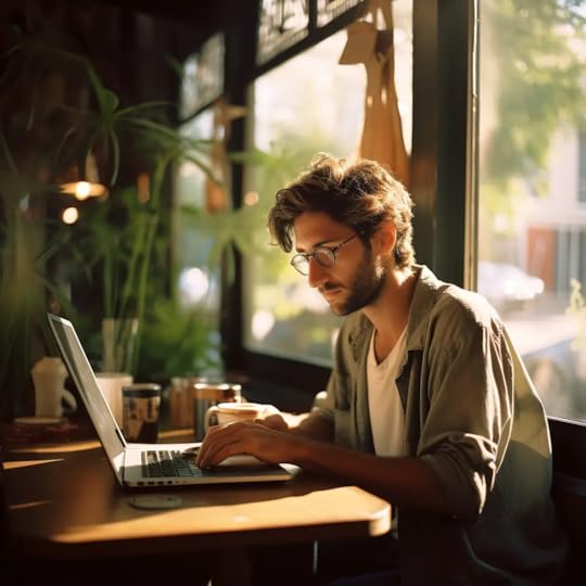 A writer capturing his ideas