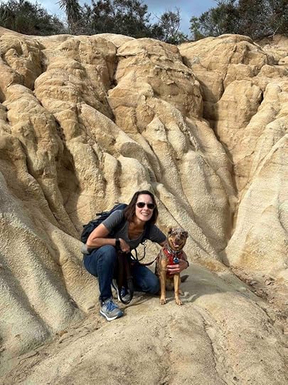 Sunny and Andie on the sandstone at San Dieguito County Park