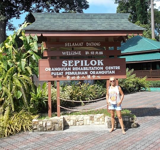 Janice Horton at Sepilok Orangutan Rehabilitation Centre. The Backpacking Housewife