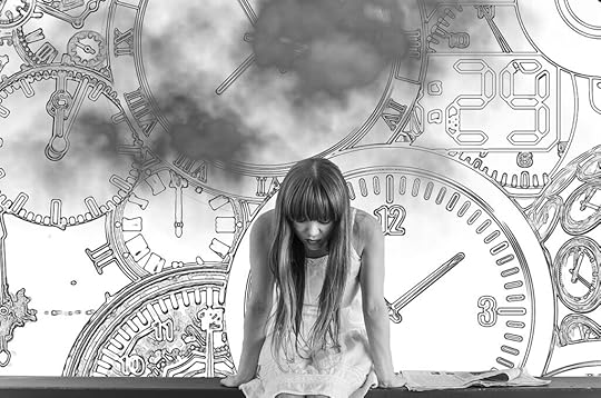 young girl and clocks