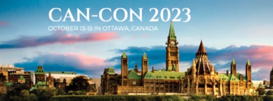 Ottawa with the Parliament buildings at sunset. Banner text says: Can-Con 2023, October 13-15 in Ottawa, Canada