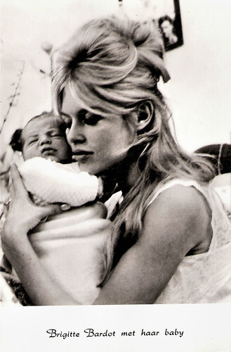 Brigitte Bardot with her baby