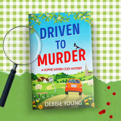 cover of Driven to Murder against green background with magnifying glass and blood spots