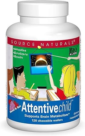 Source Naturals Attentive Child Chewable Wafers for Brain Metabolism Support - 120 Fruit Wafers