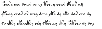 Voynich manuscript, page f1v: first three lines with word separation