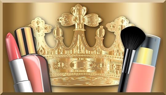 Cosmetics in front of a golden crown