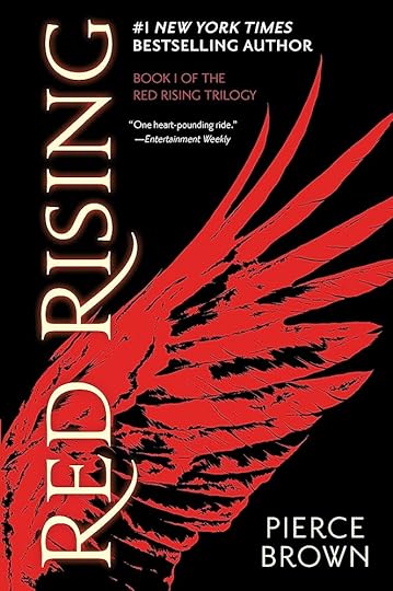 cover of the book red rising by pierce brown, featuring a feathered wing in red