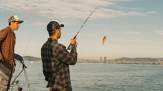 Fishing at sunrise in Barcelona