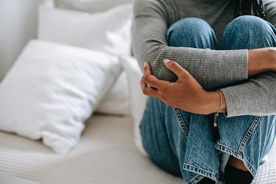 A woman in distress sitting alone