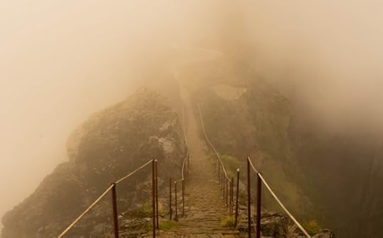 approach the unknown. Path into fog.