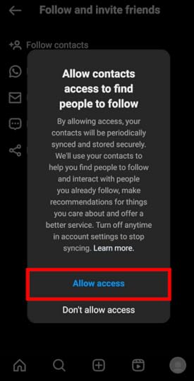 Instagram Allow access