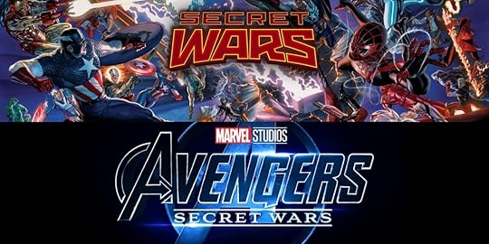 The logo for Marvel's 2015 reboot of Secret Wars, and the title treatment for the sixth Avengers film, also called Secret Wars.