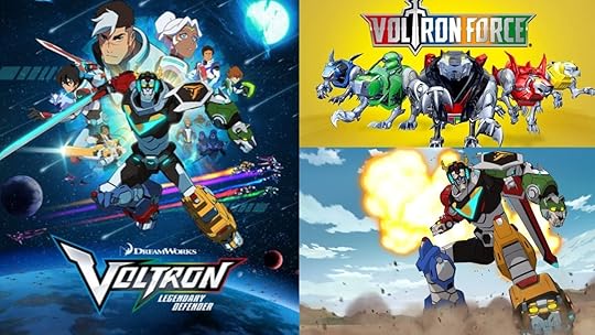 Promo art for 2012's Voltron Force, and the 2018 series Voltron: Legendary Defender.