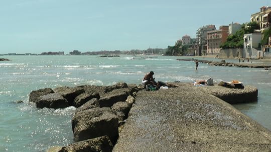 Beach at Nettuno, Italy, looking north to Anzio, July 2011 (Photo: Sarah Sundin)