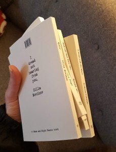 all the books, seen from behind