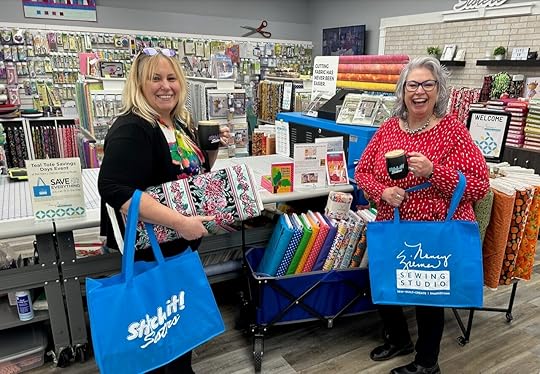 Teal Tote Savings Days at The Nancy Zieman Sewing Studio in Beaver Dam with Stitch it Sisters Dana and Deanna