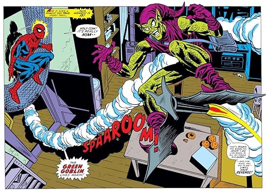 Spider-Man battles the Green Goblin in the pages of Amazing Spider-Man.