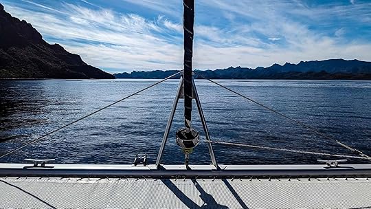 Catamaran sailing in the Sea of Cortez in Baja California Sur, Mexico.
