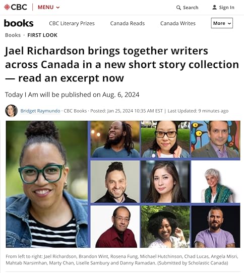 Screencap of CBC Books site featuring Today I Am First look.