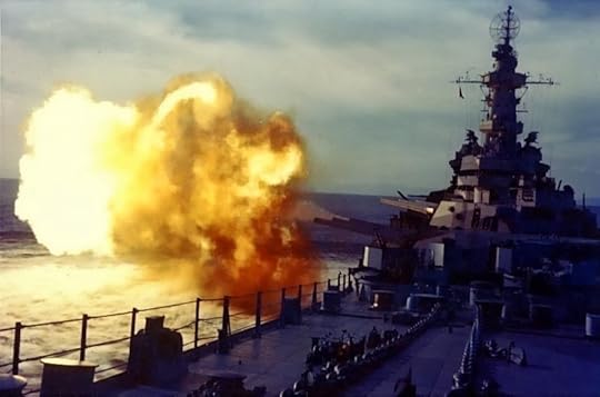 USS Missouri firing a salvo in her shakedown period, August 1944 (US National Archives: 80-G-K-4546)