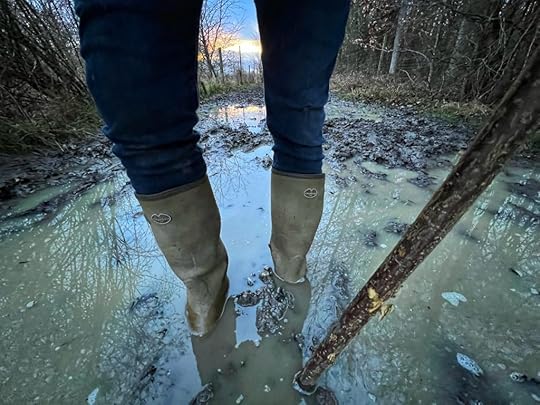 walking in winter mud