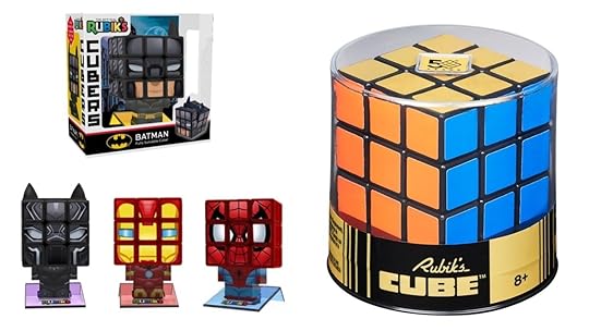 The Retro Rubik's Cube and superhero Rubik's Cubers, all celbrating 50 years of the Rubik's Cube toy.