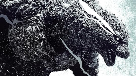 Poster art for Godzilla Minus One/Minus Color in black and white