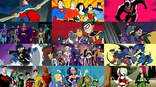 Various iterations of DC Comics characters from decades of animated series and films.